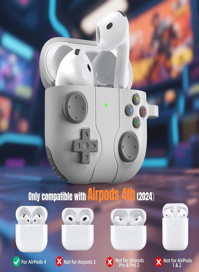 Getino Game Case for AirPods 4 2024 Cover with Cleaner Kit, Keychain, Compatible with Apple Airpods 4 Case Covers, Cute Funny Shock-Proof Protective Silicone AirPod 4 Cases for Men Boy-Gray - Image 2