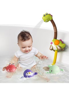 Baby Bath Toy with Shower Head and 3 Wind Up Toys, Dinosaur Water Spray Squirt Shower Faucet and Bathtub Water Pump, Summer Essentials for Toddlers, Infants, and Kids