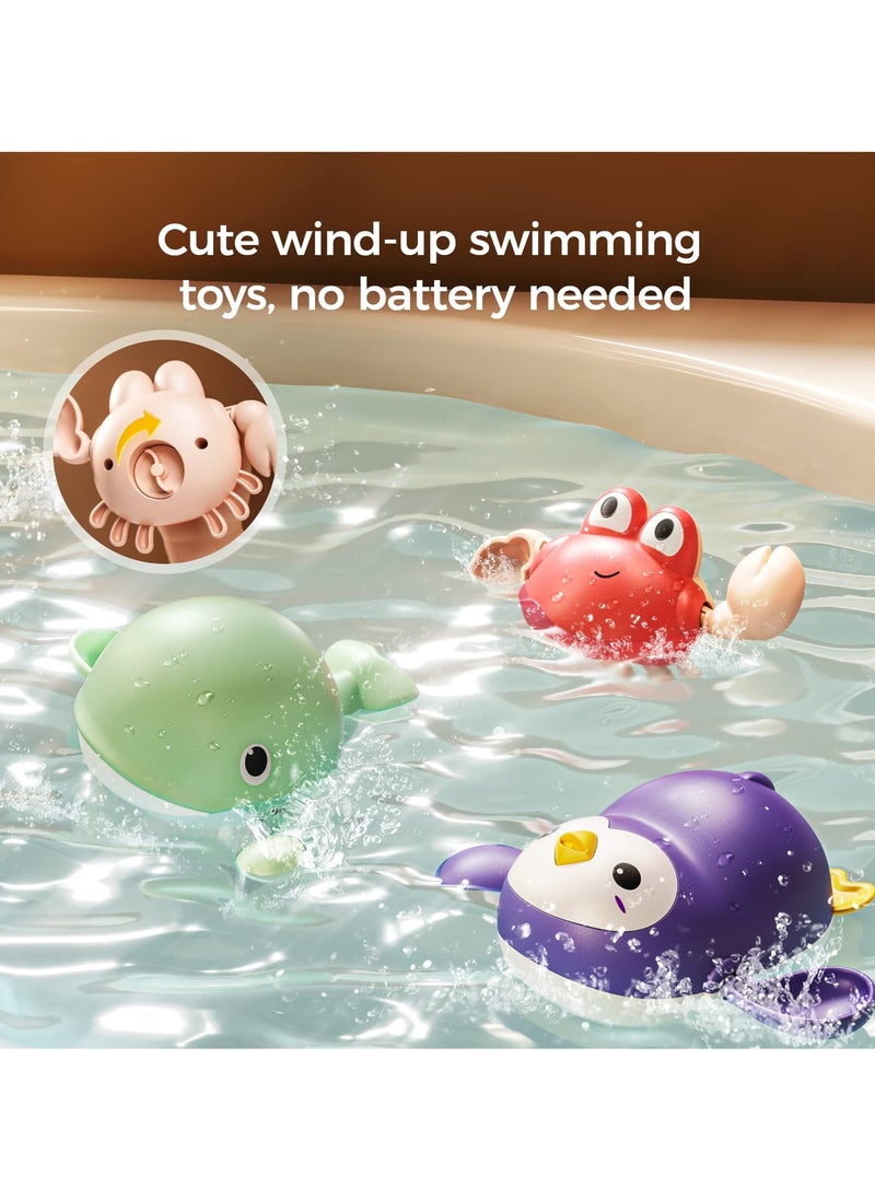 SYOSI - Baby Bath Toy with Shower Head and 3 Wind Up Toys, Dinosaur Water Spray Squirt Shower Faucet and Bathtub Water Pump, Summer Essentials for Toddlers, Infants, and Kids - Image 1