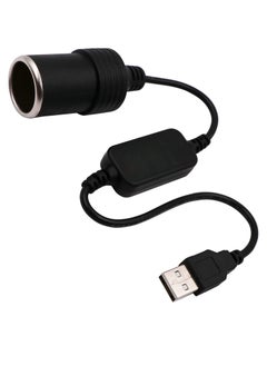 Generic USB A Male to 12V Car Cigarette Lighter Socket Female Converter Cable  Suitable for Converting Dash Cams Car Ambient Lights (Max 10W)  - Image 1
