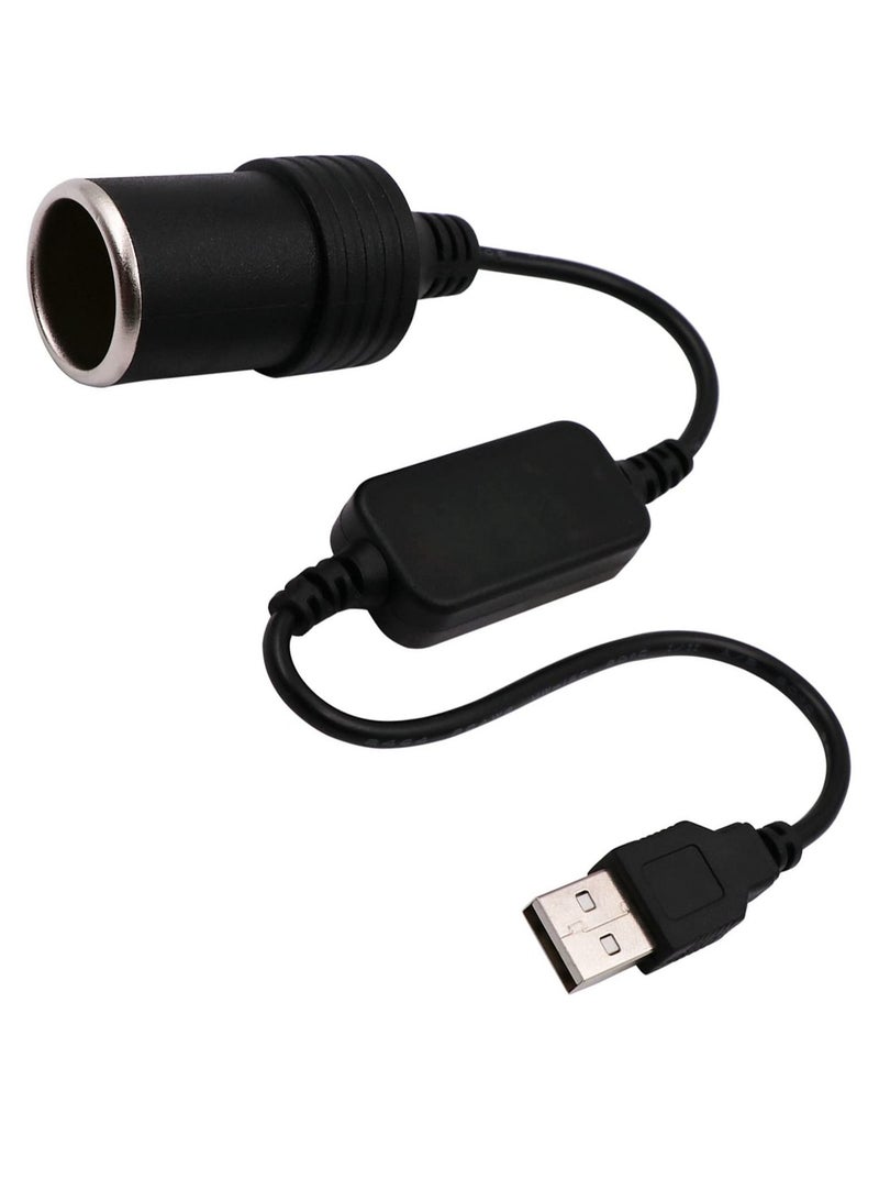 Generic USB A Male to 12V Car Cigarette Lighter Socket Female Converter Cable  Suitable for Converting Dash Cams Car Ambient Lights (Max 10W)  - Image 1