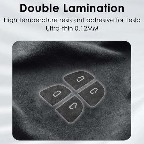 TSTESE 4PCS Door Open Button Stickers Compatible with Tesla Model 3 Highland Model Y Juniper 2024 2025 Suede Sticker Wrap Decor Interior Accessories Door Lock Switch Trim Decorations Stickers (Black) - Image 2
