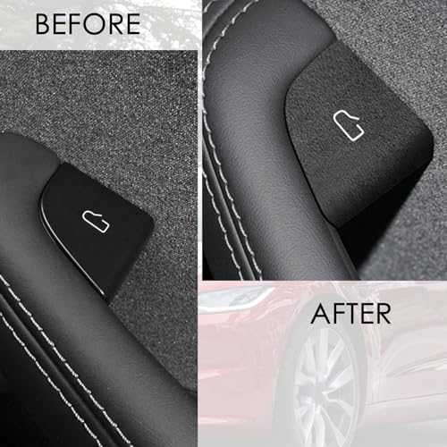 TSTESE 4PCS Door Open Button Stickers Compatible with Tesla Model 3 Highland Model Y Juniper 2024 2025 Suede Sticker Wrap Decor Interior Accessories Door Lock Switch Trim Decorations Stickers (Black) - Image 3