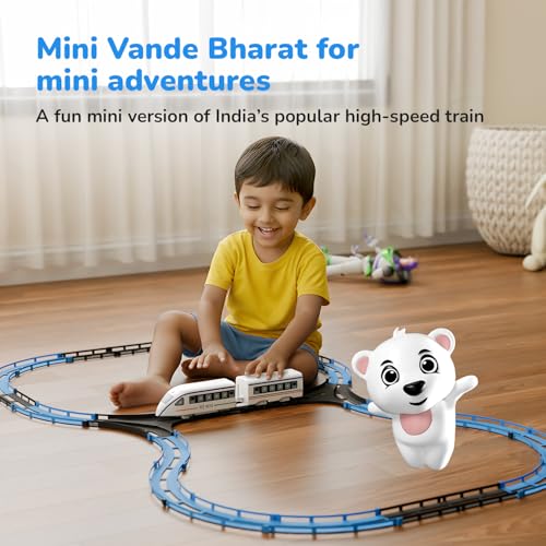 Lifelong Vande Bharat Toy Train 43 Pcs Track Set for Kids, Electric Toy Train Set, 2 AAA Battery Toy Train, Lights & Sounds, Multi-Layout Train Track Toy Train Set for Kids 1-8 Yrs (LLCRCT02) - Image 4