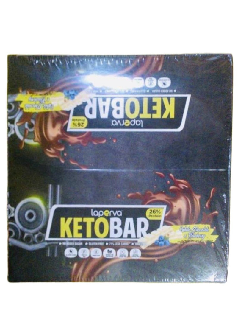 Laperva Keto Bar White Chocolate and Blueberry Low Carb, High Fiber, Vegetarian, Gluten-Free, No Added Sugar, Trans Fat Free, and Keto Friendly (Box of 20 Bars) - Image 1