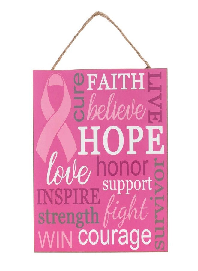 GiftWrap Etc. Breast Cancer Awareness Month Sign - 10" x 10", Wooden Kitchen Sign, Wall Decor, Front Door, Wreath, Home, Kitchen, Rally, Race, Survivor Support, Love, Cancer Sucks, October - Image 1