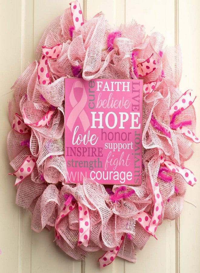 GiftWrap Etc. Breast Cancer Awareness Month Sign - 10" x 10", Wooden Kitchen Sign, Wall Decor, Front Door, Wreath, Home, Kitchen, Rally, Race, Survivor Support, Love, Cancer Sucks, October - Image 2