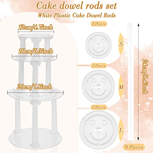 Suclain 27-Piece Cake Tier Stacking Kit - Includes 12 Roman Columns (3 Sizes), 6 Cake Boards (12/16/20cm), and 9 Dowel Rods for Wedding and Tiered Cakes - Image 3