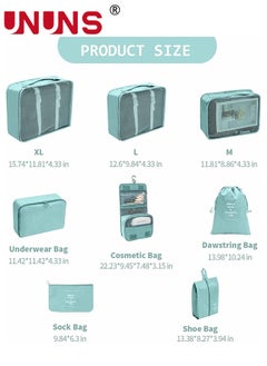 UNUNS Travel Organizer Bags Set,9-Piece Packing Cubes Set With Foldable Toiletry Bag,Portable Travel Packing Pouches For Man And Women Travel  - Image 3