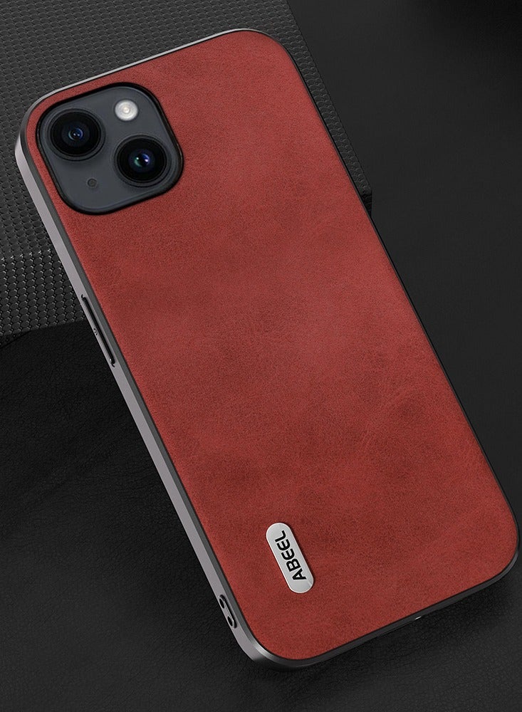 GULFLINK PU Leather Case Slim Luxury Business Non-Slip Grip Rugged Shockproof Full Body Protective Case for iPhone 15 Plus Red - Image 2