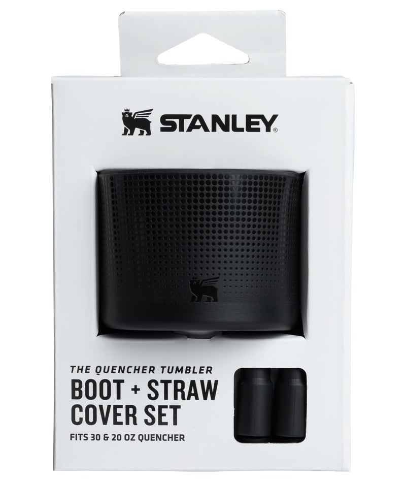 STANLEY Quencher Boot and Straw Cover Cap | Anti-Slip Silicone Protector for 20 & 30 oz Tumbler with Handle | Accessory Set for Stainless Steel Drinking Cup | BPA-Free | Black - Image 1
