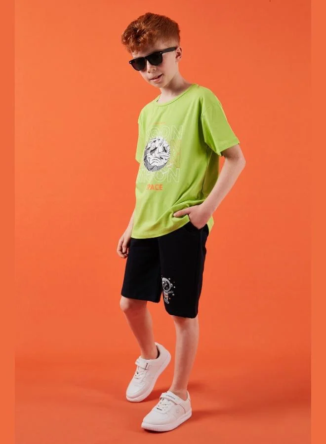 Lela Lela Cotton Regular Fit Crew Neck Shorts Bottom-Top Set Boy SET 6212008