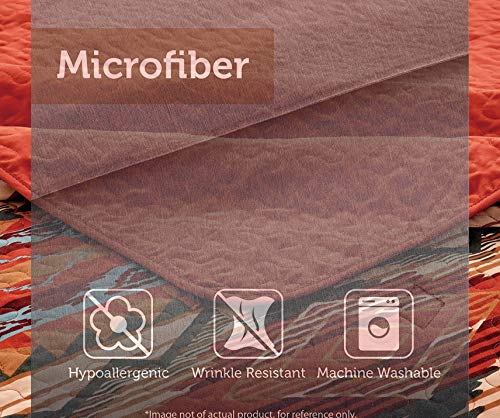 Rugs 4 Less Rustic Western Native American Quilt Bedspread Coverlet Bedding Set in Modern Southwest Tribal Patterns in Soft Beige Brown Turquoise Blue Copper Burnt Orange & Rust Colors - Arizona (Full/Queen) - Image 3