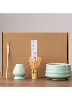 Joyelink Matcha Set,Tea Dispensing 4-Piece Set,Eco-Friendly Bamboo,Teaspoon/Matcha Spatula/Matcha Bowl/Whisk Holder for Brewing Traditional Chinese Tea(Green)  - Image 1
