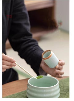 Joyelink Matcha Set,Tea Dispensing 4-Piece Set,Eco-Friendly Bamboo,Teaspoon/Matcha Spatula/Matcha Bowl/Whisk Holder for Brewing Traditional Chinese Tea(Green)  - Image 2
