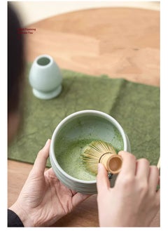 Joyelink Matcha Set,Tea Dispensing 4-Piece Set,Eco-Friendly Bamboo,Teaspoon/Matcha Spatula/Matcha Bowl/Whisk Holder for Brewing Traditional Chinese Tea(Green)  - Image 4