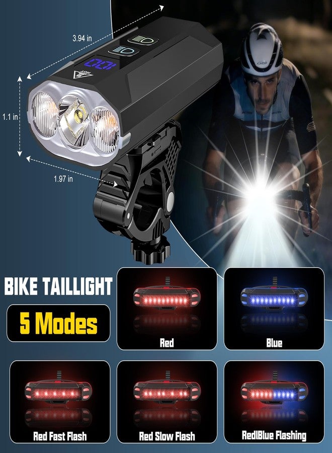 JYFJYF Bike Lights for Night Riding - 8000 Lumens Super Bright Bicycle Headlight Taillight, 5800mAh Rechargeable Bicycle Light with LCD Power Display, Waterproof 13 Modes Mountain Road Bike Light Set - Image 5