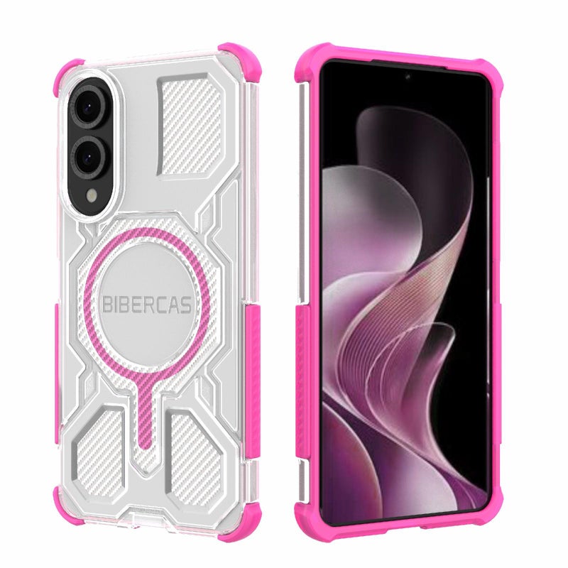 BIBERCAS For Samsung Galaxy S25 Edge 5G Transparent Color Series Magsafe Air Bag Shockproof Phone Case(Pink) - Image 1