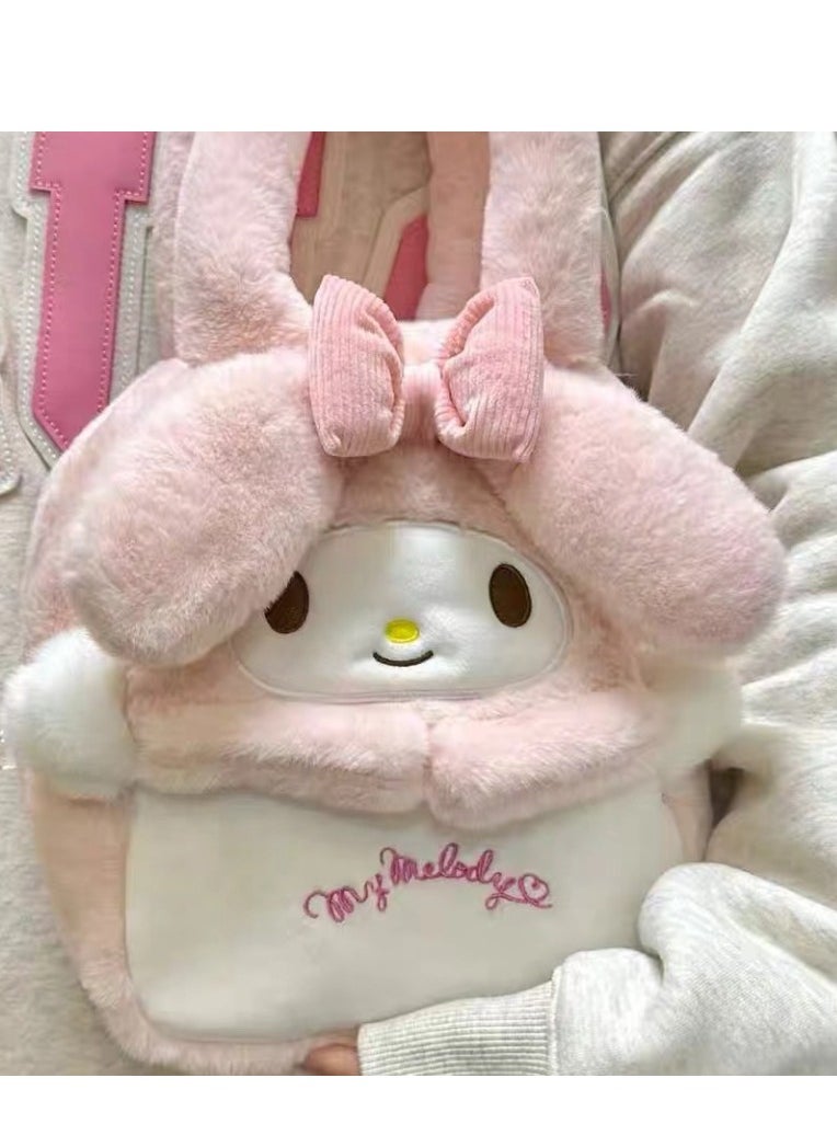 Sanrio Melody Shoulder Bag Plush Bag Crossbody Bag Bucket Storage Bag