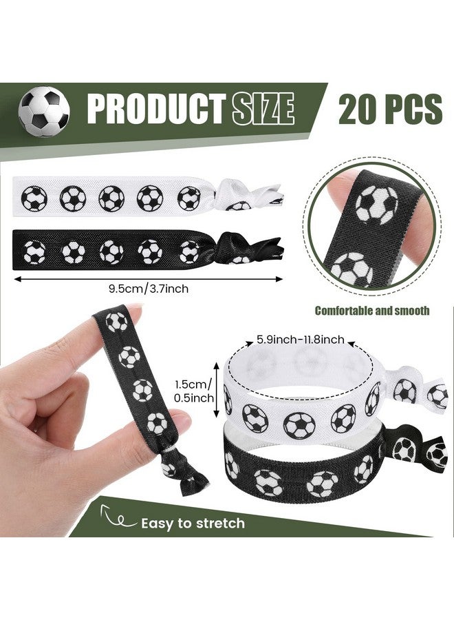 Hanaive 20 Pieces Soccer Hair Ties Soccer Hair Bands Ponytail Holders Football Elastic Hair Ties No Crease Ribbon Soccer Hair Accessories For Girls Women Soccer Party Team Members White And Black - Image 2