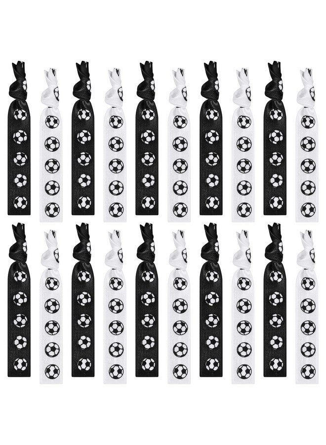 Hanaive 20 Pieces Soccer Hair Ties Soccer Hair Bands Ponytail Holders Football Elastic Hair Ties No Crease Ribbon Soccer Hair Accessories For Girls Women Soccer Party Team Members White And Black - Image 1