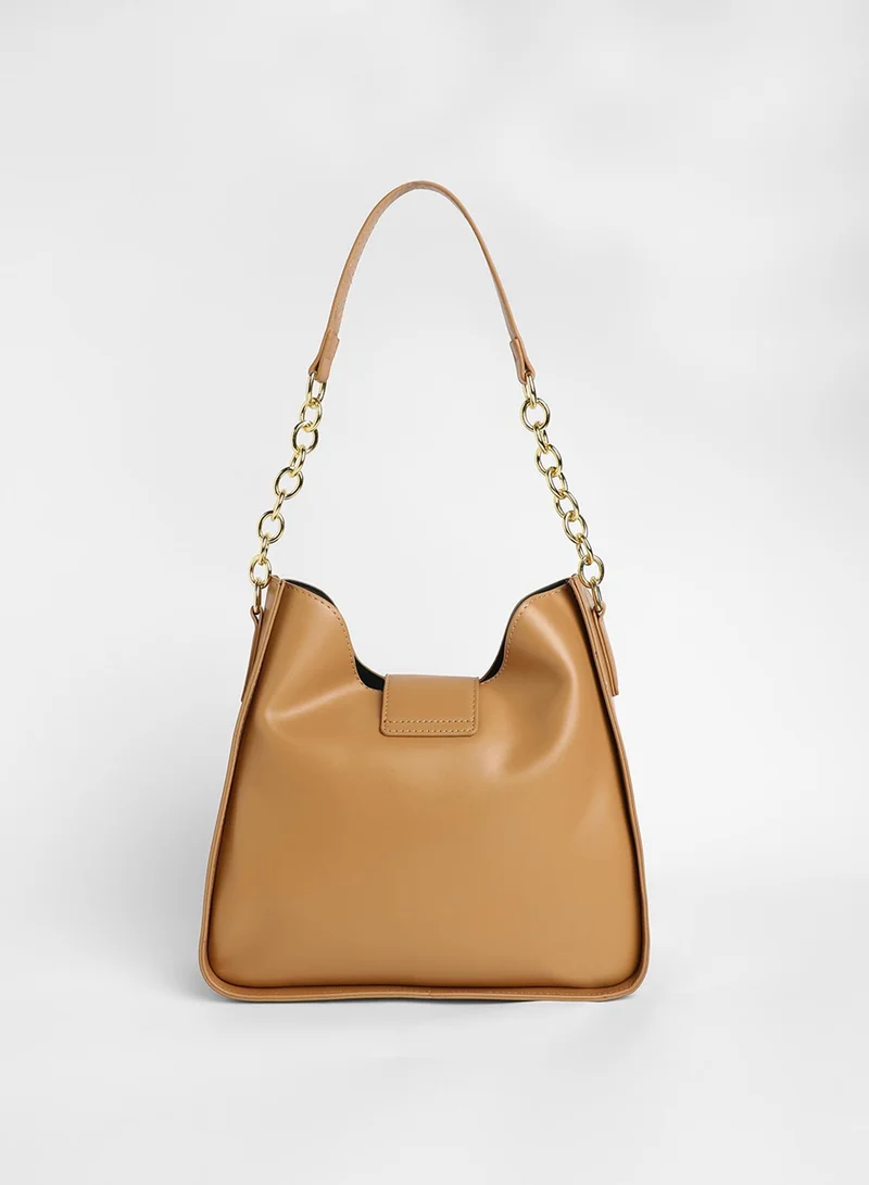 Haute Sauce Women's The Monogram Shoulder Bag - Camel Brown