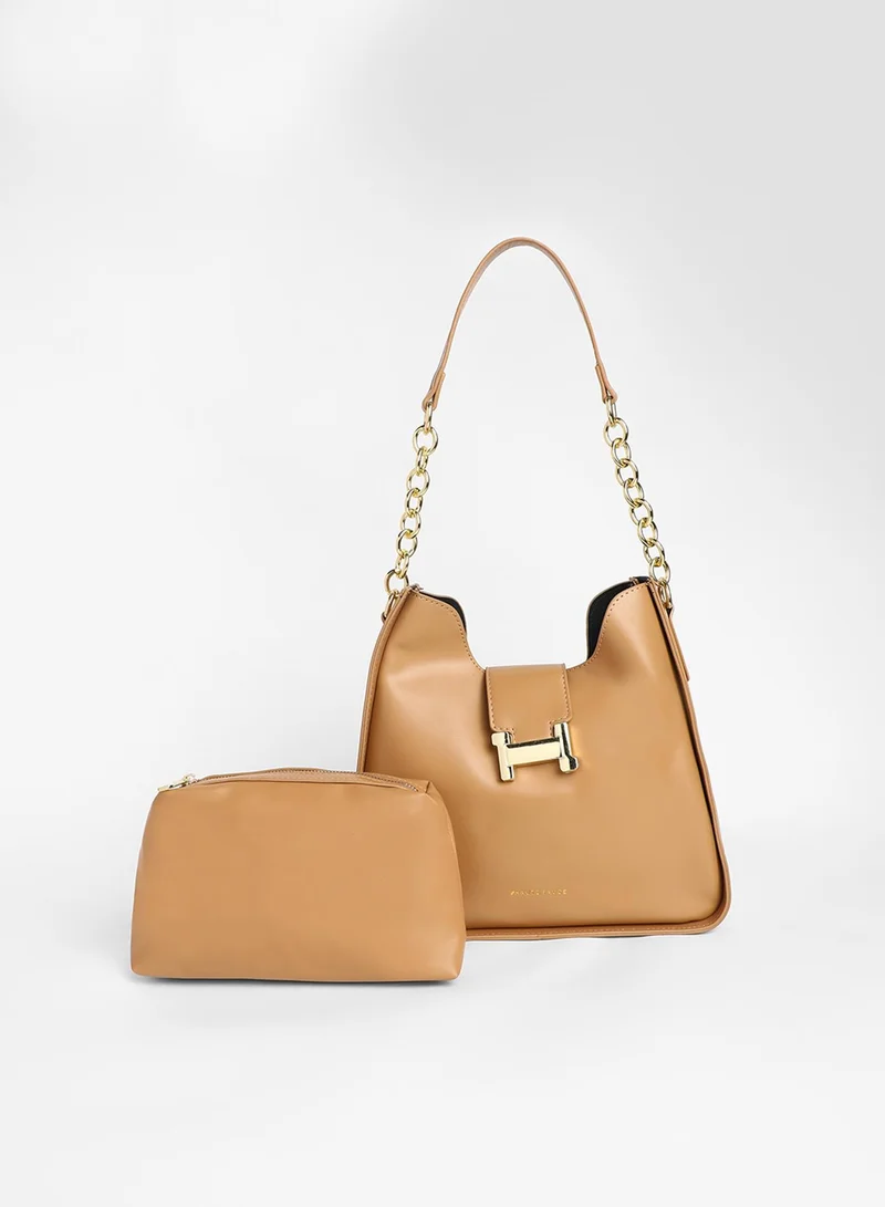 Haute Sauce Women's The Monogram Shoulder Bag - Camel Brown