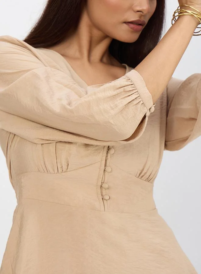 Femmella  Women Beige V-Neck Top and Trousers Co-Ords for Women | Best Price UAE