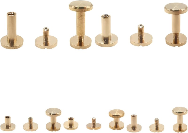Slotted Binding Post Screws, 50 Pcs Brass Chicago Screws Kit, Perfect for DIY Leather Crafts, Assorted Sizes - Image 4
