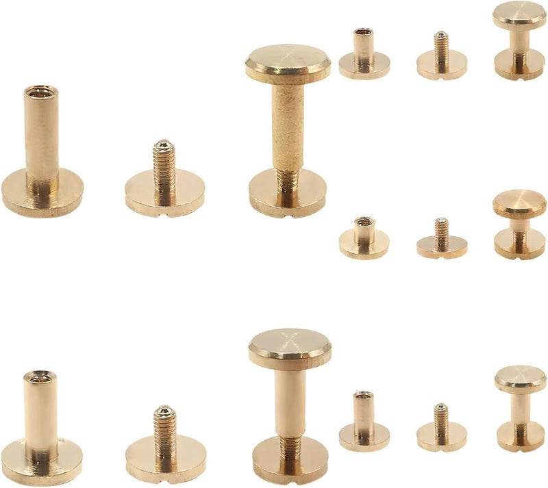 Slotted Binding Post Screws, 50 Pcs Brass Chicago Screws Kit, Perfect for DIY Leather Crafts, Assorted Sizes - Image 5