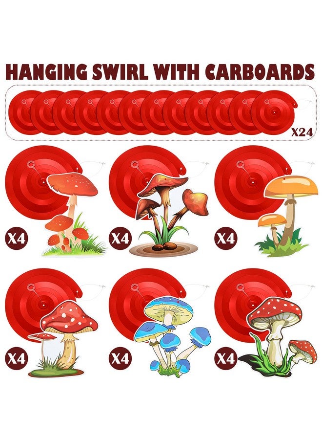 Lewtemi 28 Pcs Mushroom Decorations Hanging Swirls Foil Balloons Mushroom Party Supplies Forest Plant Theme Balloon Wonderland Party Foil Swirls Wall Decor For Baby Shower Wedding Birthday Forest Plant Party - Image 4