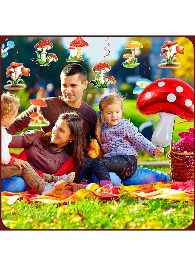 Lewtemi 28 Pcs Mushroom Decorations Hanging Swirls Foil Balloons Mushroom Party Supplies Forest Plant Theme Balloon Wonderland Party Foil Swirls Wall Decor For Baby Shower Wedding Birthday Forest Plant Party - Image 3