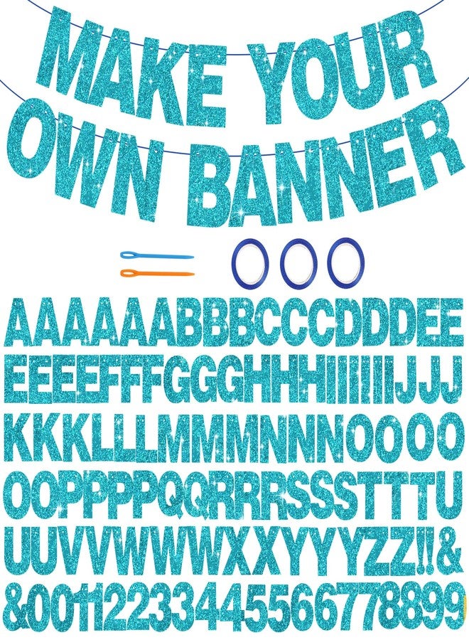 BEISHIDA 116 PCS Light Blue A-Z Glitter Black DIY Letter Banner Kit Make Your Own Banner - Image 1