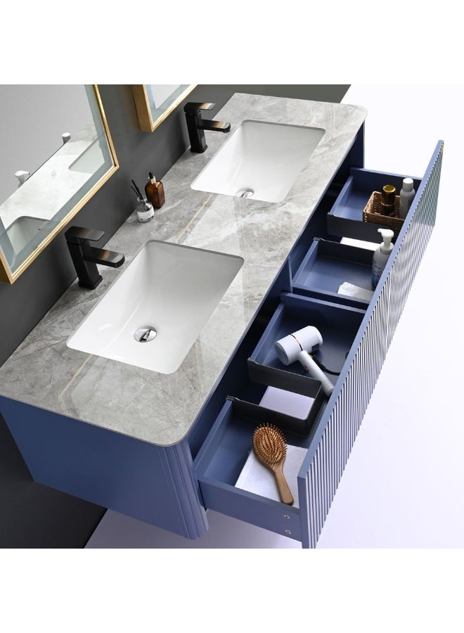 DANUBE HOME Milano Luxury And Modular Juie Vanity 2 Led Mirror Touch Switch With 2 Large Storage Drawer And 2 Ceramic Under Counter Wash Basin 1500*520*420Mm (2Ctns/Set) - Made In China  - Image 3