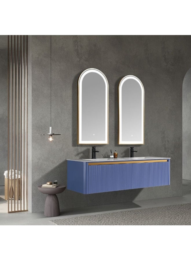DANUBE HOME Milano Luxury And Modular Juie Vanity 2 Led Mirror Touch Switch With 2 Large Storage Drawer And 2 Ceramic Under Counter Wash Basin 1500*520*420Mm (2Ctns/Set) - Made In China - Image 1
