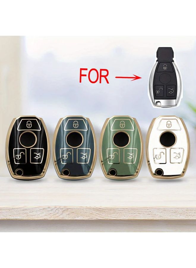 White 3 Button TPU Car Key Fob Shell Case Compatible with Mercedes Models W203 W204 W205 W210 W211 W212 W221 W222 - Image 1