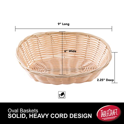 TableCraft C1174W Cash & Carry Handwoven Oval Serving Basket, 9"x6"x2.25", Durable Polypropylene Cord, Natural Wicker Design for Bread and Table Settings - Image 2