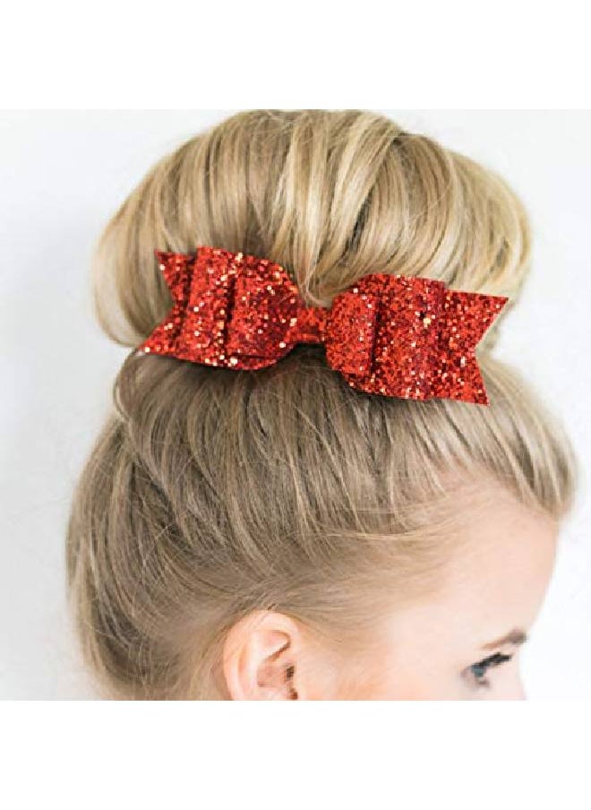Queenland 4 Pieces Glitter Hair Clips Hair Bows Sequin Cheer Bows Hair Clip Hairpin Hair Barrette For Women Girls Teens375 Inchesmixed Color  - Image 5