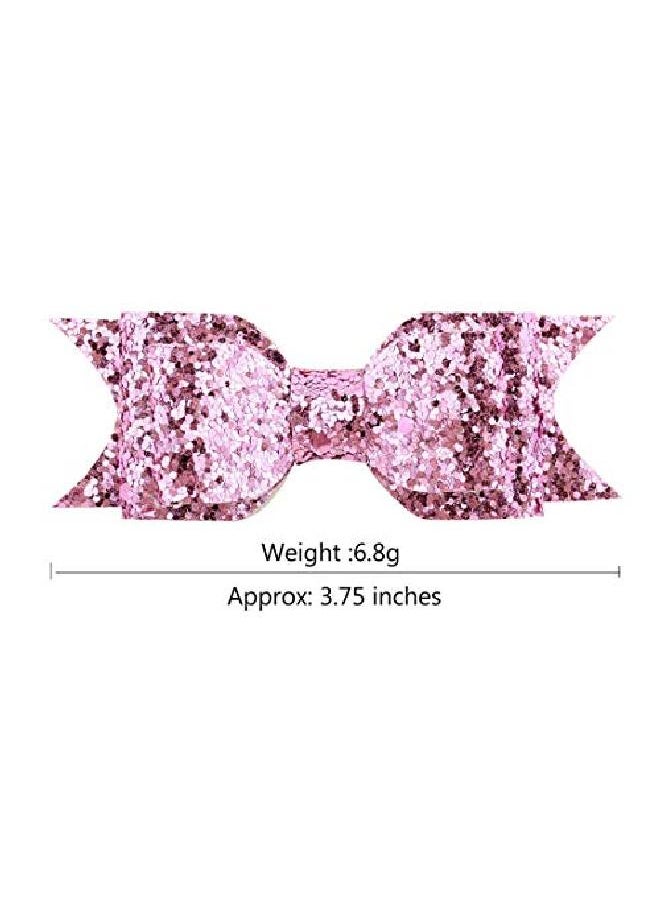 Queenland 4 Pieces Glitter Hair Clips Hair Bows Sequin Cheer Bows Hair Clip Hairpin Hair Barrette For Women Girls Teens375 Inchesmixed Color  - Image 3