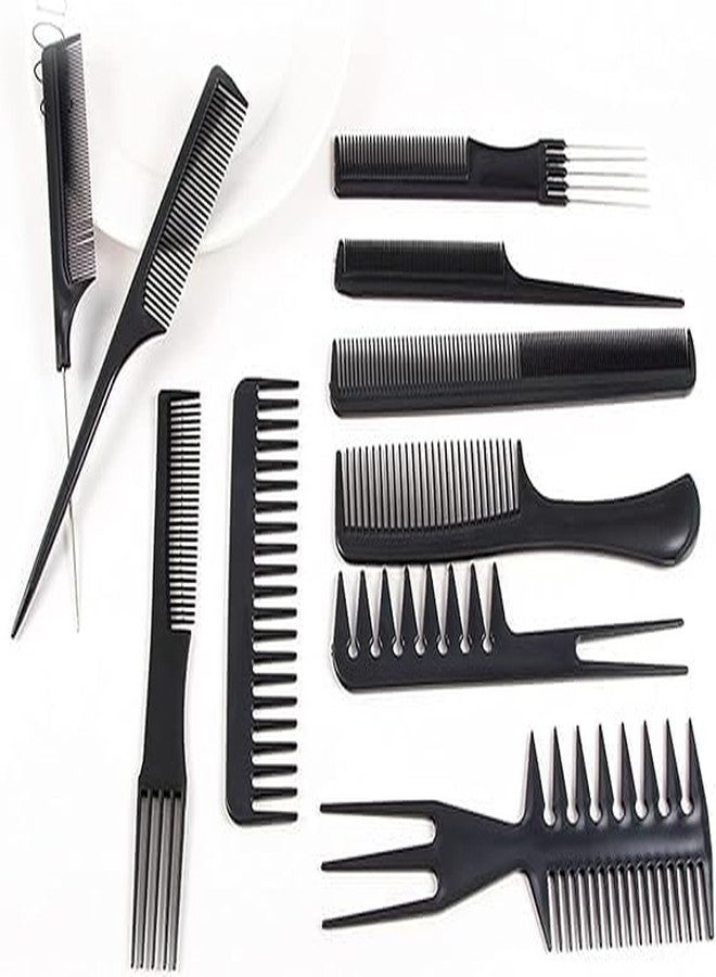 VIHANCO Hair Stylists Professional Styling Comb Set, Great for All Hair Types & Styles Comb set kit Multifunction Anti-Static Barbers Brush Combs Tool for Women Men Kids 10PCS OF 1 SET, BLACK - Image 4