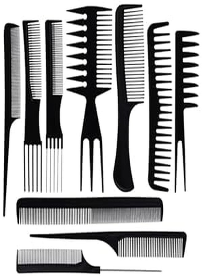 VIHANCO Hair Stylists Professional Styling Comb Set, Great for All Hair Types & Styles Comb set kit Multifunction Anti-Static Barbers Brush Combs Tool for Women Men Kids 10PCS OF 1 SET, BLACK - Image 1