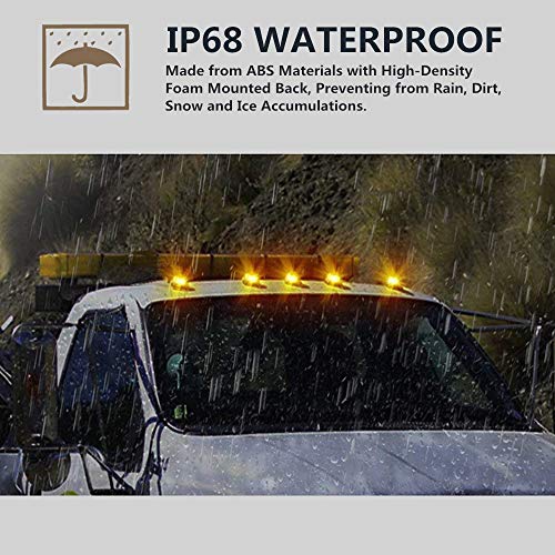 MARLBSTON 5 X Cab Marker Light, Smoke Lens Amber LED Housing Cab Roof Running Lights, Top Clearance Light Harness w/Wiring Pack Compatible with 1999-2002 Dodge Ram 2500 3500 Pickup Trucks - Image 3