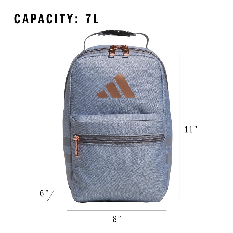 adidas Santiago Lunch Bag Cooler for Women and Men, Insulated Food Container Box with Mesh Pocket, Twill Grey/Rose Gold/3.0, One Size - Image 5