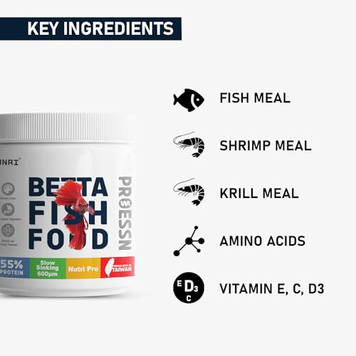 TUNAI Nutri Choice Betta Fish Food | 40G | Micro Pellets 600 Microns | Enriched with 55% Protein (600 Microns - Micro Pellets, 40G), All Life Stages - Image 4