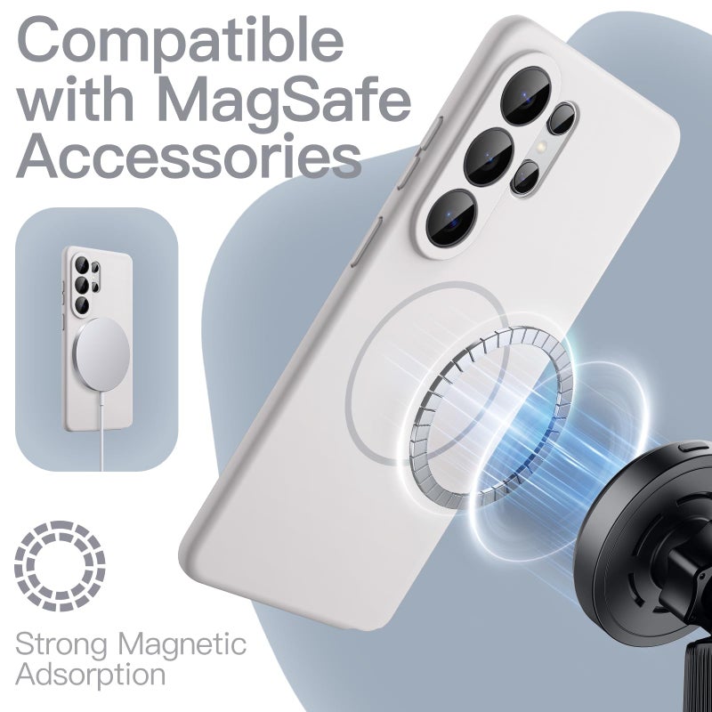 Jetech غطاء سيليكون مغناطيسي من JETech لهاتف سامسونج جالاكسي S26 ألترا، متوافق مع MagSafe، لمسة ناعمة حريرية، غطاء هاتف يمتص الصدمات مع حماية عدسة الكاميرا (صخرة قمرية) - Image 3