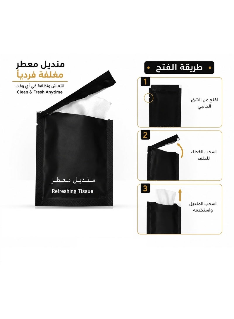منديل معطر مغلف فردياً، للاستخدام مرة واحدة، مناسب للمطاعم والسفر والضيافة، عبوة 100 قطعة - Image 2