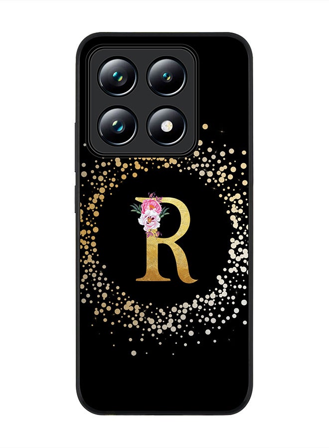 Stylizedd For Xiaomi 14T pro Case,Slim fit Camera Protection, Shockproof Thin Phone cover - Custom Monogram Floral - R ( Black ) - Image 1