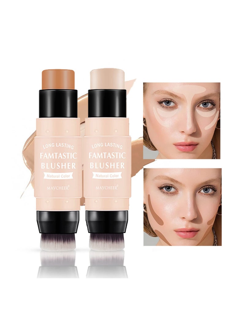 Generic 3 Pcs Waterproof Multi Cream Blush Stick with Brush - Lightweight, Long-lasting 2-in-1 Makeup for Cheeks, Lips & Eyeshadow, Easy to Use, Suitable for All Skin Types.  - Image 3