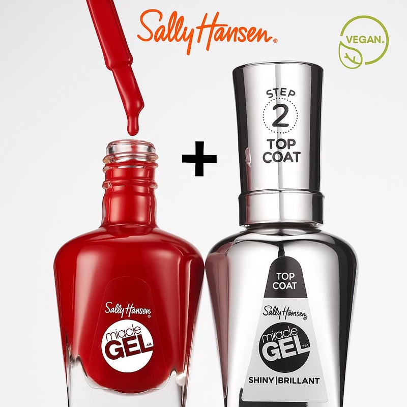 Sally Hansen طلاء أظافر سالي هانسن ميراكل جيل بجودة الصالون | تركيبة شبيهة بالجيل، نظام من خطوتين، لا حاجة لضوء UV، طويل الأمد | غير شفاف، لامع | 496 بيت، صلي، أحب | لون أظافر أحمر توت - Image 5