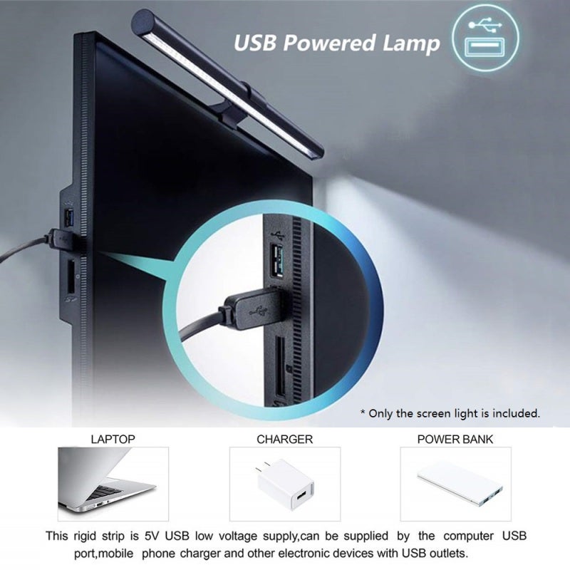 Computer Monitor Light Bar: 40cm Black, Broad Compatibility Clip-On, Adjustable Bi-Color Temperature Brightness - Eye-Protection USB Powered Led Light for Desktop Laptop Home Office - Image 2